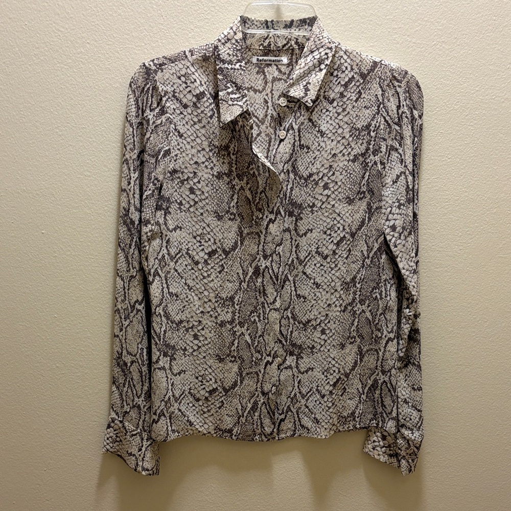 Reformation python button down shirt - image 1